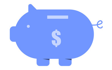 Piggy bank icon in blue with a dollar sign, png image of piggy bank, vector piggy bank icon illustration, simple piggy bank icon