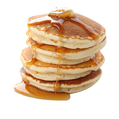 A whole single pancake stack isolated on a transparent background