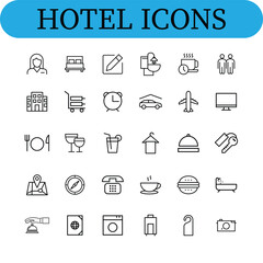 Hotel set of web icons in line style. Hotel and vacation icons for web and mobile app.
