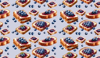 Bread slices with blueberry jam