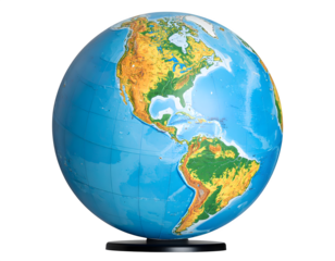 earth globe, tilted axis, showing summer hemisphere