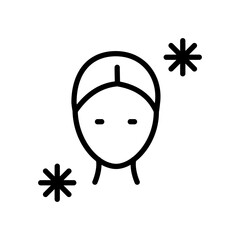 Hypothermia Outline Icon. Vector Illustration of Person with Cold Temperature Symbol, Low Body Temperature and Representing Hypothermia. Isolated Line Sign.