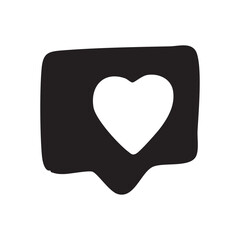 Black square with white heart shape inside