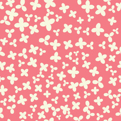 Bicolor contour silhouette seamless pattern with poppy flowers and leaves. Abstract floral spring, summer pastel pattern