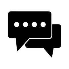 Chat Message Black Silhouette Icon — Minimalist Communication Symbol