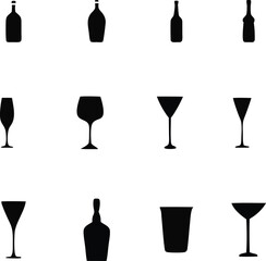 Silhouette Wine Bottles vector icon design.