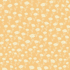 Bicolor contour silhouette seamless pattern with poppy flowers and leaves. Abstract floral spring, summer pastel pattern