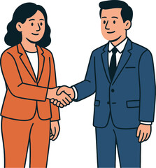 Businesswoman and businessman shaking hands for a corporate cause