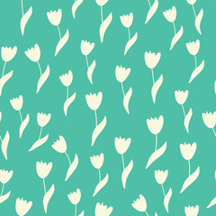 Decorative seamless vintage pattern in classic style with small flowers, ditsy. Silhouettes of flowers, bicolor ornament in pastel colors