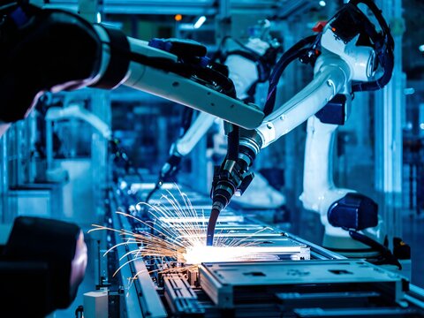 Robots build electric cars