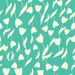 Decorative seamless vintage pattern in classic style with small flowers, ditsy. Silhouettes of flowers, bicolor ornament in pastel colors