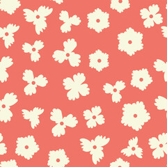 Vintage Decorative seamless pattern in classic style with small flowers, ditsy. Light silhouettes of flowers, two-color ornament shabby chic