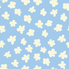 Decorative seamless vintage pattern in classic style with small flowers, ditsy. Silhouettes of flowers, Two-color ornament in pastel colors