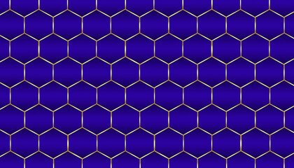 Blue gold luxury hexagon seamless pattern abstract background