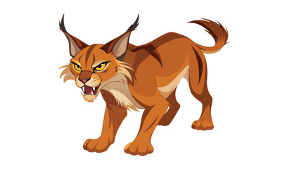 Fototapeta premium Aggressive caracal wild cat illustration