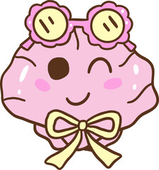 Groovy Summer Cute Pink Seashell with Flowers Illustration