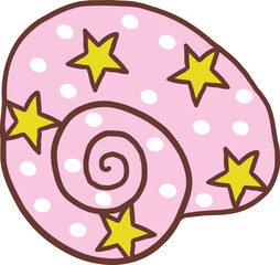 Groovy Summer Pink Seashell star pattern Hand Drawn
