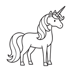 Fototapeta premium Cute unicorn coloring page illustration for children in a playful style with black lines