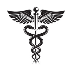 Caduceus Health Symbol Vector EPS – Medical Logo, Doctor Icon, Healthcare Emblem, Hospital Sign, Pharmacy Clipart, Snake Staff Illustration