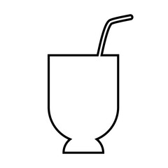 The icon of a glass with a drinking tube. Linear style design. Vector illustration