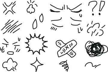 Hand-Drawn Vector Set of Black Sketch Symbols &ndash; Artistic Illustrations and Decorative Design Elements for Creative Projects