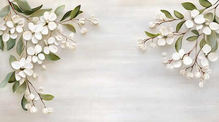Delicate white flowers on light wood