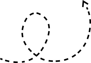 dot arrow icon. Hand drawn black dotted line doodle arrow, curve arrow vector. Sketch curved dashed arrows design isolated on transparent background. Direction shape for web and app.