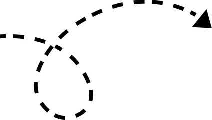 dot arrow icon. Hand drawn black dotted line doodle arrow, curve arrow vector. Sketch curved dashed arrows design isolated on transparent background. Direction shape for web and app.