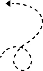 dot arrow icon. Hand drawn black dotted line doodle arrow, curve arrow vector. Sketch curved dashed arrows design isolated on transparent background. Direction shape for web and app.