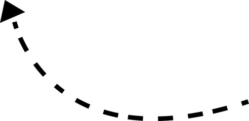 dot arrow icon. Hand drawn black dotted line doodle arrow, curve arrow vector. Sketch curved dashed arrows design isolated on transparent background. Direction shape for web and app.