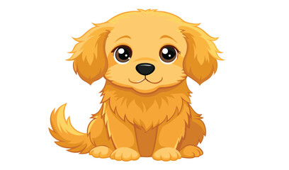 Obraz premium Adorable golden retriever puppy cartoon illustration