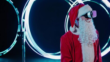 Santa claus exploring virtual reality in futuristic setting - Powered by Adobe