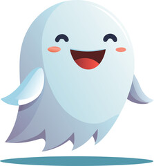 Obraz premium A cheerful, cartoon ghost with large, expressive eyes and a wide, happy mouth.
