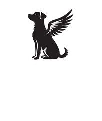 Silhouette of a Dog with Wings , isolated on a white background