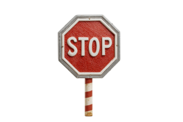 PNG Octagonal red stop sign with white border against black background