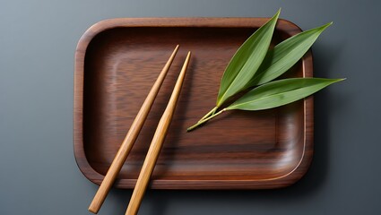 Elegant Wooden Chopsticks and Dish A Still Life of Simple Zen Aesthetics
