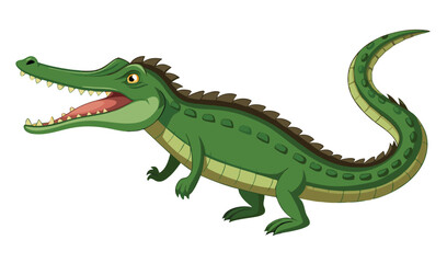 Obraz premium Cartoon green crocodile illustration for kids