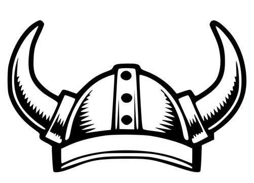 hand drawn vector illustration of viking horned helmet