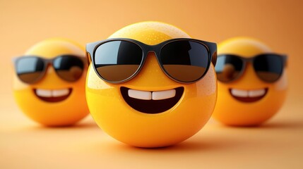Happy Emojis Sunglasses Summer Background Fun