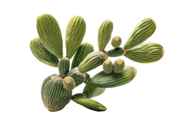 PNG Prickly pear cactus with green pads against black background
