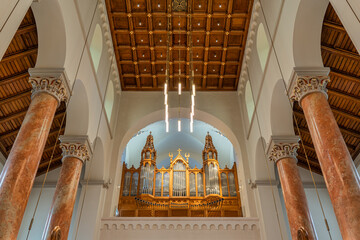 Pipe organ and vaulted ceiling in Veszprém Cathedral
