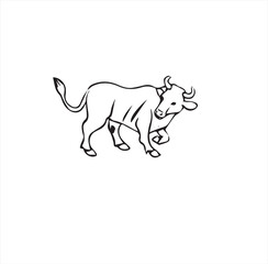 Minimal Single Cow Icon . Editable Stroke Vector Illustration of a Farm Animal or Qurbani Cow....Goru..