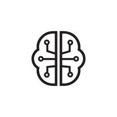 Artificial Intelligence Brain Icon. Neural Network in Minimal Line Design