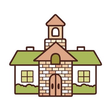 16-bit pixel art schoolhouse with bell tower retro 