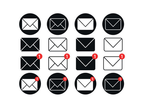 envelope vector email icon design. email icon set. email symbol on a black background