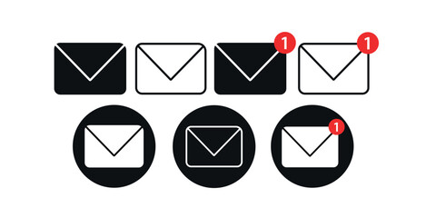 email icon set. black and white mail icon set. email icon vector