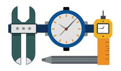 Obraz premium Precision watch measurement tools illustration