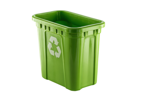 PNG Green recycling bin with symbol for eco-friendly waste management
