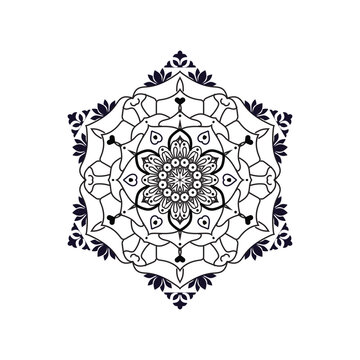 Easy Mandala Black and White Circle Outline - Mandala Coloring Pages for Adults and Kids - Simple Mandalas Artwork Vector