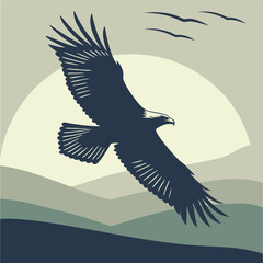 The silhouette of wild eagle vector art
